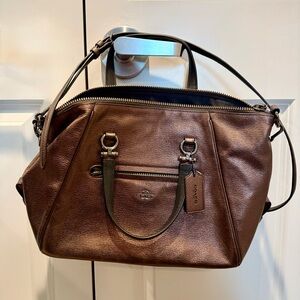 👑 Coach bronze Metallic satchel NWOT Primrose HTF leather Kelsey shoulder tag